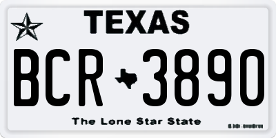 TX license plate BCR3890