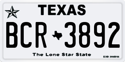TX license plate BCR3892
