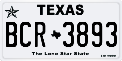 TX license plate BCR3893