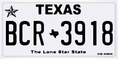 TX license plate BCR3918
