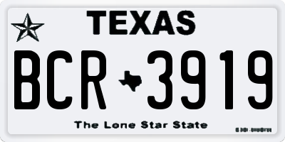 TX license plate BCR3919