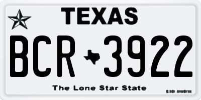 TX license plate BCR3922