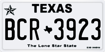 TX license plate BCR3923