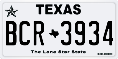 TX license plate BCR3934