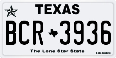 TX license plate BCR3936