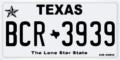 TX license plate BCR3939