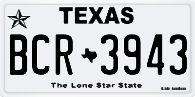 TX license plate BCR3943