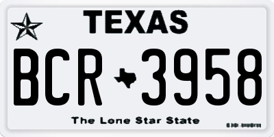 TX license plate BCR3958