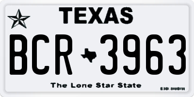 TX license plate BCR3963
