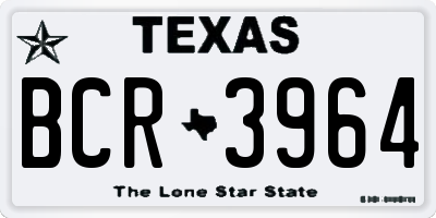 TX license plate BCR3964