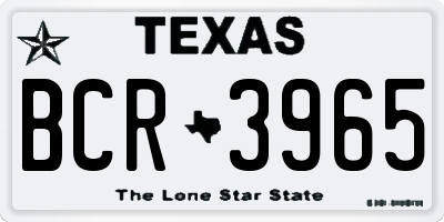 TX license plate BCR3965