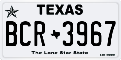 TX license plate BCR3967