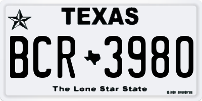 TX license plate BCR3980