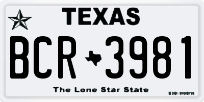 TX license plate BCR3981