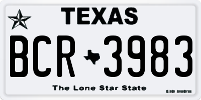 TX license plate BCR3983