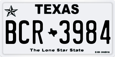 TX license plate BCR3984