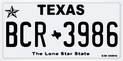 TX license plate BCR3986