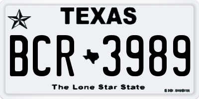 TX license plate BCR3989