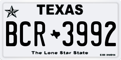 TX license plate BCR3992