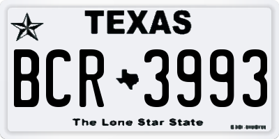 TX license plate BCR3993