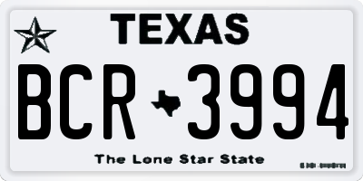TX license plate BCR3994