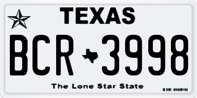 TX license plate BCR3998
