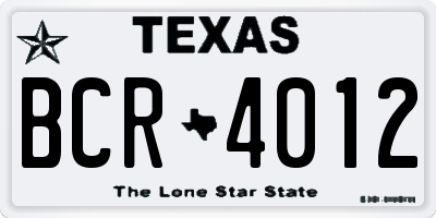 TX license plate BCR4012
