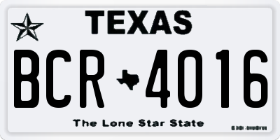TX license plate BCR4016