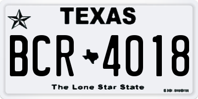 TX license plate BCR4018