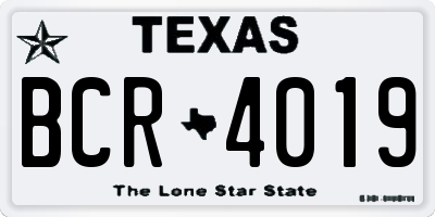 TX license plate BCR4019