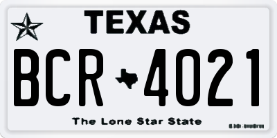 TX license plate BCR4021