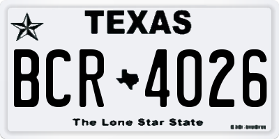 TX license plate BCR4026