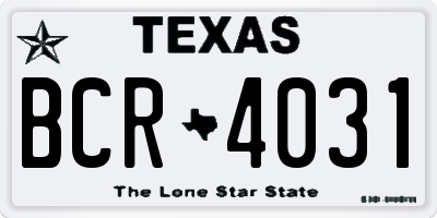TX license plate BCR4031