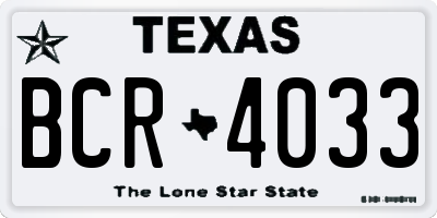 TX license plate BCR4033