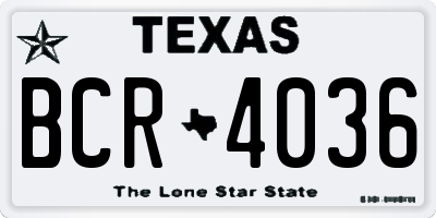 TX license plate BCR4036
