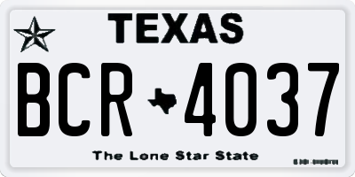 TX license plate BCR4037