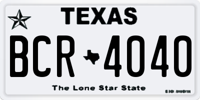 TX license plate BCR4040