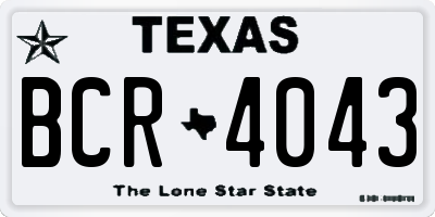 TX license plate BCR4043