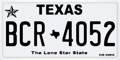 TX license plate BCR4052