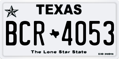 TX license plate BCR4053