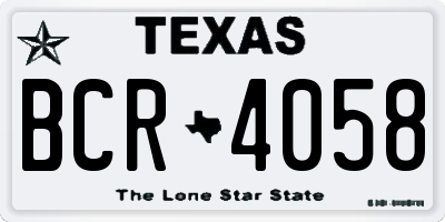 TX license plate BCR4058