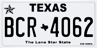 TX license plate BCR4062