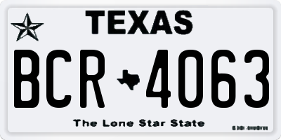 TX license plate BCR4063