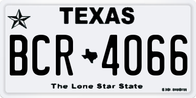 TX license plate BCR4066