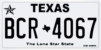 TX license plate BCR4067