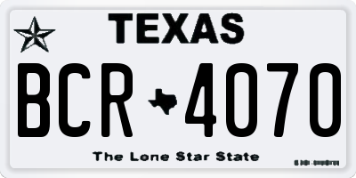 TX license plate BCR4070