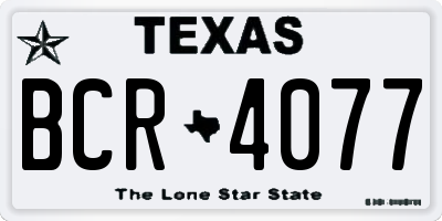 TX license plate BCR4077