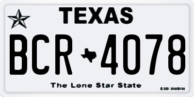TX license plate BCR4078
