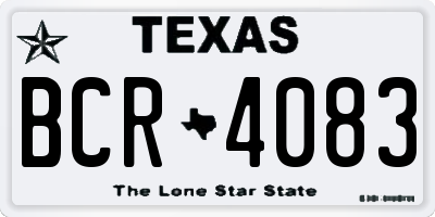 TX license plate BCR4083