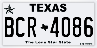 TX license plate BCR4086